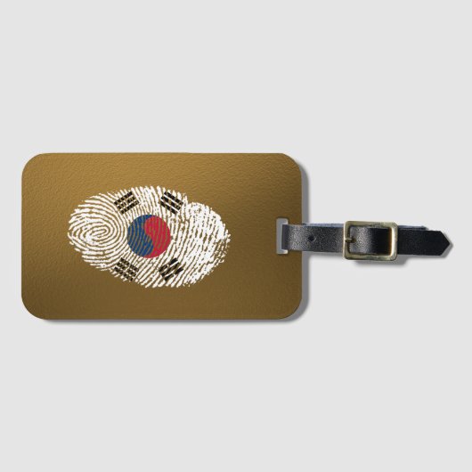 Étiquette À Bagage Drapeau coréen d'empreinte digitale de contact (Devant Horizontal)