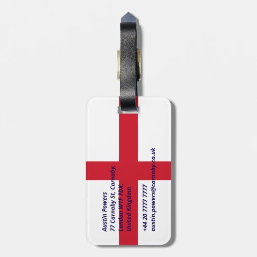Étiquette À Bagage Drapeau d'Angleterre (Dos Vertical)