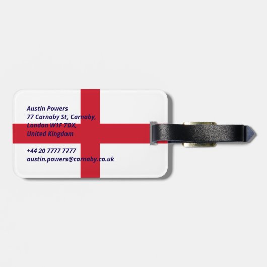 Étiquette À Bagage Drapeau d'Angleterre (Dos horizontal)
