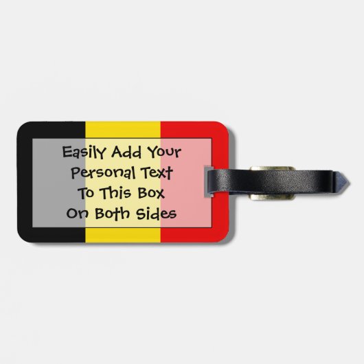 Étiquette À Bagage Drapeau de Belgique Easy ID Personal (Dos horizontal)