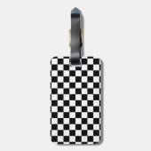 Étiquette À Bagage Drapeau De Course Personnalisé Noir Et Blanc (Dos Vertical)