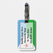 Étiquette À Bagage Drapeau de Djibouti Easy ID Personal (Dos Vertical)