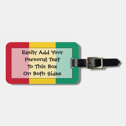 Étiquette À Bagage Drapeau de Guinée Easy ID personnel (Devant horizontal)