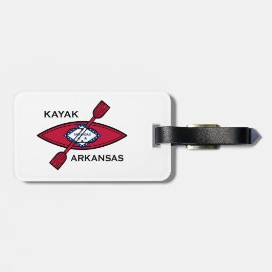 Étiquette À Bagage Drapeau de Kayak Arkansas (Dos horizontal)