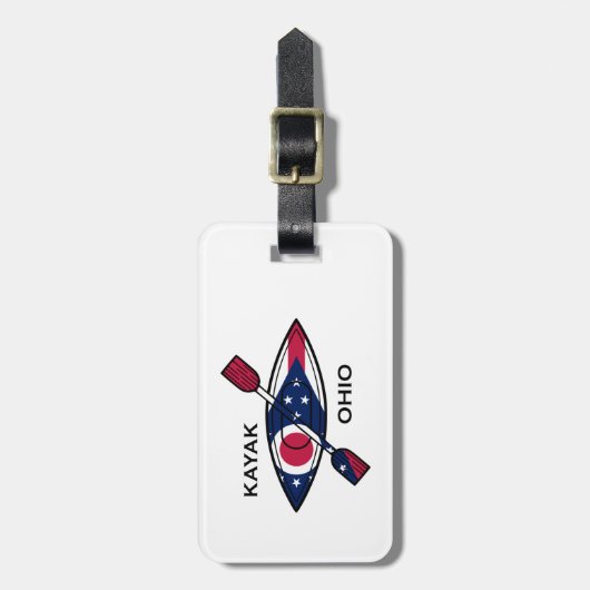 Étiquette À Bagage Drapeau de Kayak Ohio (Devant Vertical)