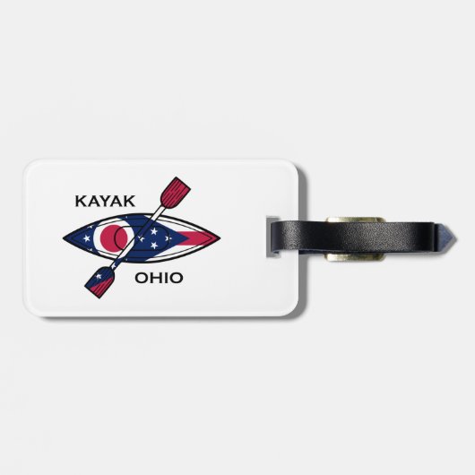 Étiquette À Bagage Drapeau de Kayak Ohio (Dos horizontal)