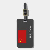 Étiquette À Bagage Drapeau de la Chine, avec nom, adresse... (Devant Vertical)