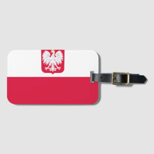 Étiquette À Bagage Drapeau de la Pologne (avec armoiries)