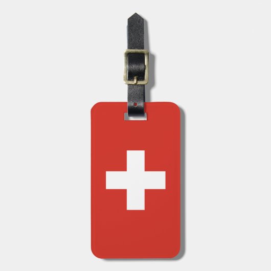 Étiquette À Bagage drapeau de la Suisse - croix blanche (Devant Vertical)