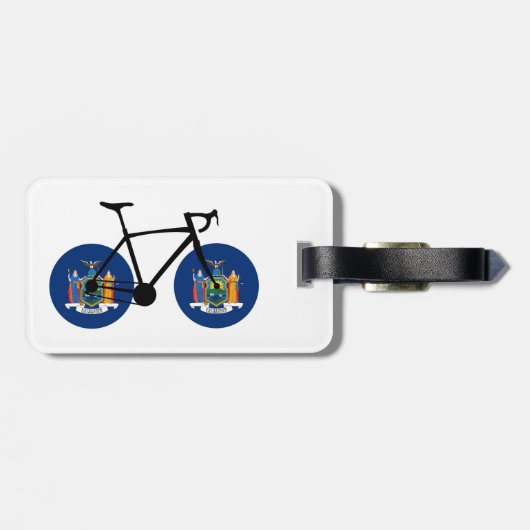 Étiquette À Bagage Drapeau de l'État de New York à vélo (Dos horizontal)