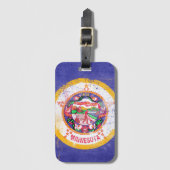 Étiquette À Bagage Drapeau de l'État du Minnesota en détresse (Devant Vertical)