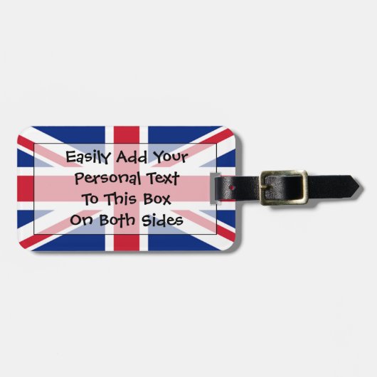 Étiquette À Bagage Drapeau de l'identification facile du Royaume-Uni (Devant horizontal)