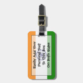 Étiquette À Bagage Drapeau de l'Inde Personal Easy ID (Devant Vertical)