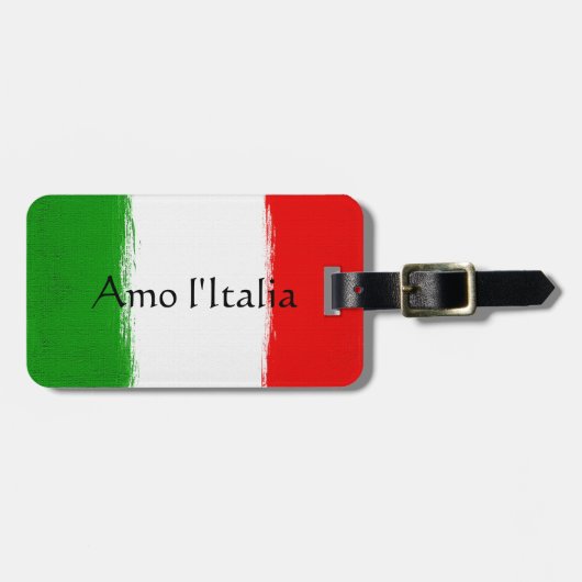 Étiquette À Bagage Drapeau de l'Italie. j'aime l'Italie (Devant horizontal)