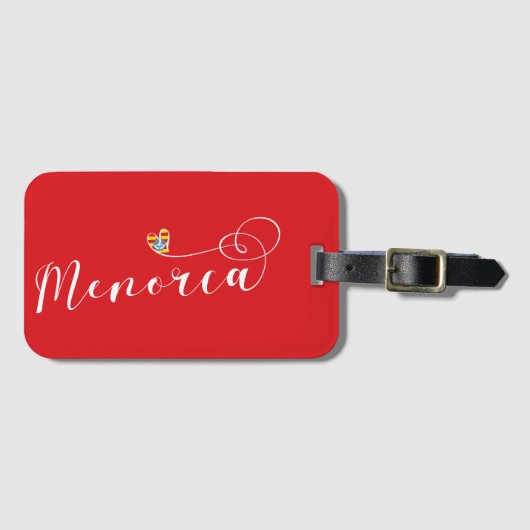 Étiquette À Bagage Drapeau de Minorque Coeur, Baléares (Devant Horizontal)