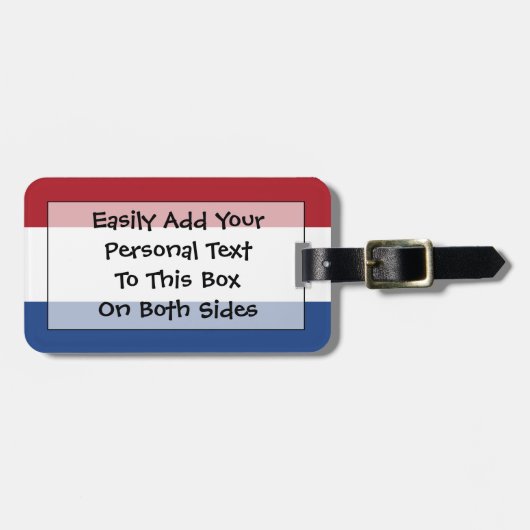 Étiquette À Bagage Drapeau de Pays-Bas Easy ID Personal (Devant horizontal)