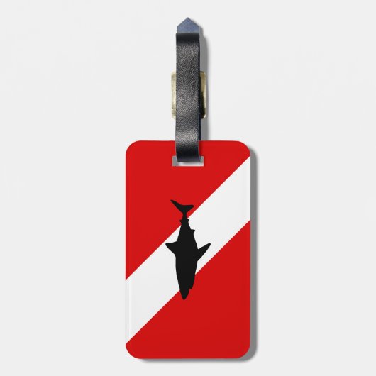 Étiquette À Bagage Drapeau de plongée : Requin (Dos Vertical)