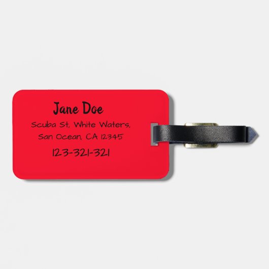 ÉTIQUETTE À BAGAGE DRAPEAU DE SCUBA. DRAPEAU DE LA SCUBA ROUGE (Dos horizontal)