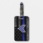 Étiquette À Bagage Drapeau dénudé de la ligne bleue mince (Dos Vertical)