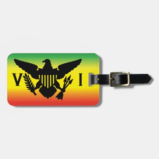 Étiquette À Bagage Drapeau des îles Vierges américaines, Rasta, Vert  (Devant horizontal)