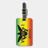 Étiquette À Bagage Drapeau des îles Vierges américaines, Rasta, Vert  (Devant Vertical)
