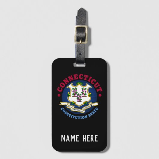 ÉTIQUETTE À BAGAGE DRAPEAU D'ÉTAT CONSTITUTION CONNECTICUT (Devant Vertical)