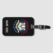 ÉTIQUETTE À BAGAGE DRAPEAU D'ÉTAT CONSTITUTION CONNECTICUT (Devant Horizontal)