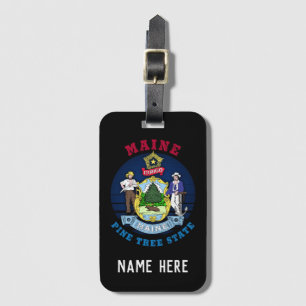 ÉTIQUETTE À BAGAGE DRAPEAU D'ÉTAT DE PINE MAINE