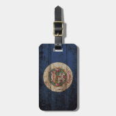 Étiquette À Bagage Drapeau d'état du Minnesota sur le vieux grain en (Devant Vertical)