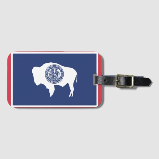 Étiquette À Bagage Drapeau d'État du Wyoming, États-Unis (Devant Horizontal)