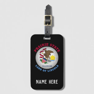 ÉTIQUETTE À BAGAGE DRAPEAU D'ÉTAT ILLINOIS PRAIRIE