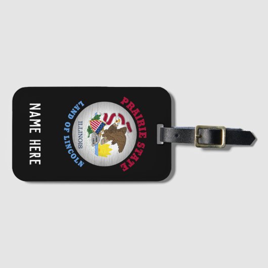 ÉTIQUETTE À BAGAGE DRAPEAU D'ÉTAT ILLINOIS PRAIRIE (Devant Horizontal)