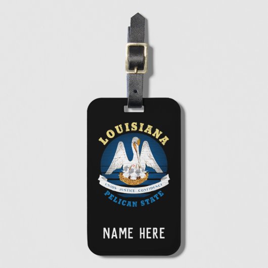 ÉTIQUETTE À BAGAGE DRAPEAU D'ÉTAT LOUISIANA PELICAN (Devant Vertical)