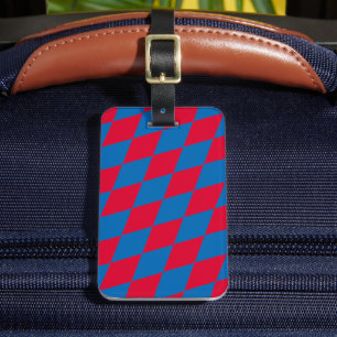 Étiquette À Bagage Drapeau diamant Bavière bleu et rouge Motif