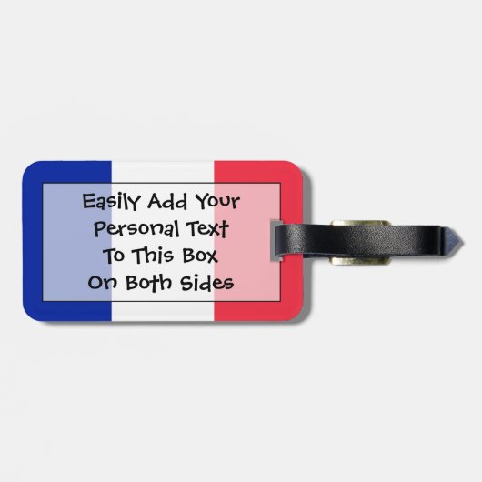 Étiquette À Bagage Drapeau d'identification facile de la France (Dos horizontal)