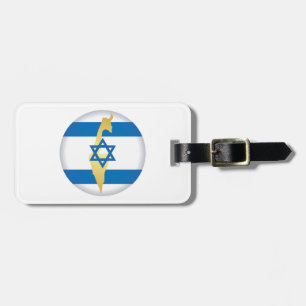 Étiquette À Bagage Drapeau d'Israël et carte avec emblème de l'étoile