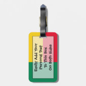 Étiquette À Bagage Drapeau du Bénin Easy ID personnel (Dos Vertical)