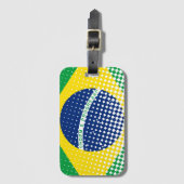 Étiquette À Bagage Drapeau Du Brésil Avec Effet Halftone (Devant Vertical)