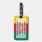 Étiquette À Bagage Drapeau du Cameroun Personal Easy ID (Dos Vertical)