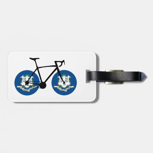 Étiquette À Bagage Drapeau du Connecticut Cyclisme (Dos horizontal)