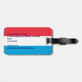 Étiquette À Bagage Drapeau du Luxembourg (Dos horizontal)