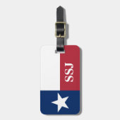 Étiquette À Bagage Drapeau du Texas rouge blanc bleu Monogramme (Devant Vertical)