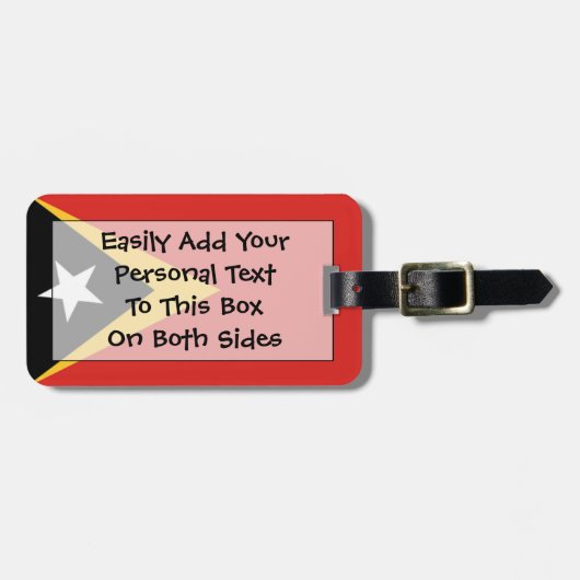 Étiquette À Bagage Drapeau du Timor Oriental Carte d'identité personn (Devant horizontal)