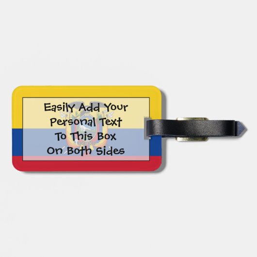 Étiquette À Bagage Drapeau Equateur Easy ID Personal (Dos horizontal)