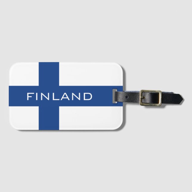 Étiquette À Bagage Drapeau finlandais de bagage fait sur commande de (Devant Horizontal)