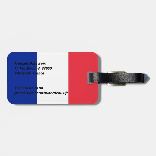 Étiquette À Bagage Drapeau France (Dos horizontal)