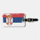Étiquette À Bagage Drapeau grunge de la Serbie (Devant horizontal)