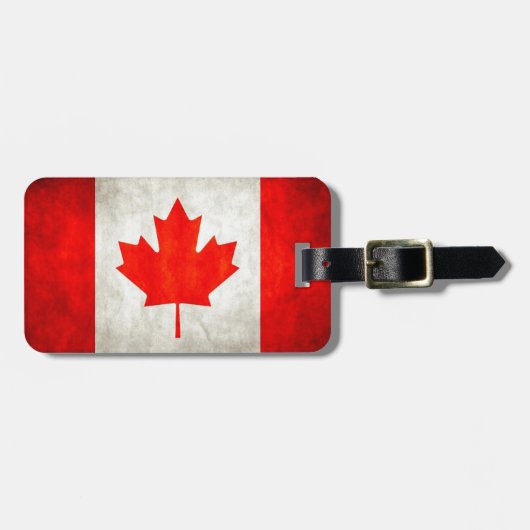 Étiquette À Bagage Drapeau grunge du Canada (Devant horizontal)
