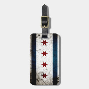 Étiquette À Bagage Drapeau grunge noir de Chicago