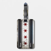 Étiquette À Bagage Drapeau grunge noir de Chicago (Dos Vertical)